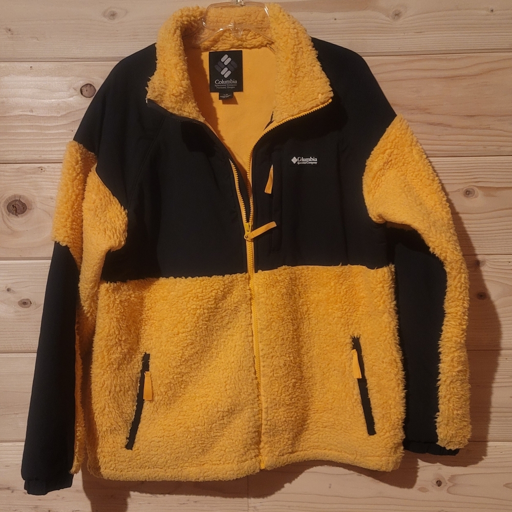 Columbia Ballistic Ridge full-zip fleece jacket in yellow and black Size L 24x28